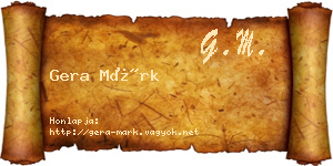 Gera Márk névjegykártya